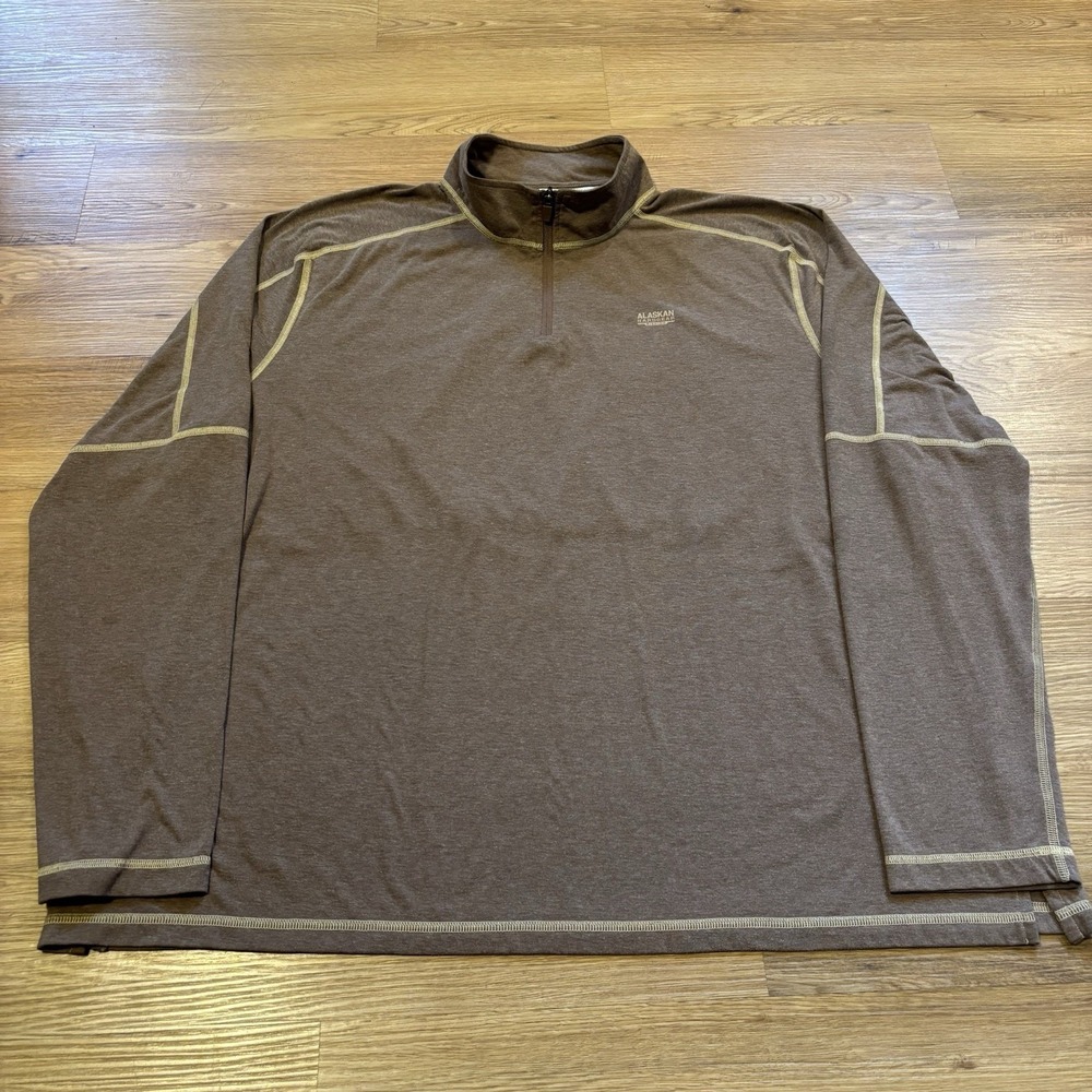 Duluth Alaskan Hardgear 1/4 Zip Shirt Mens 3XL Brown Fishing Pullover Vented